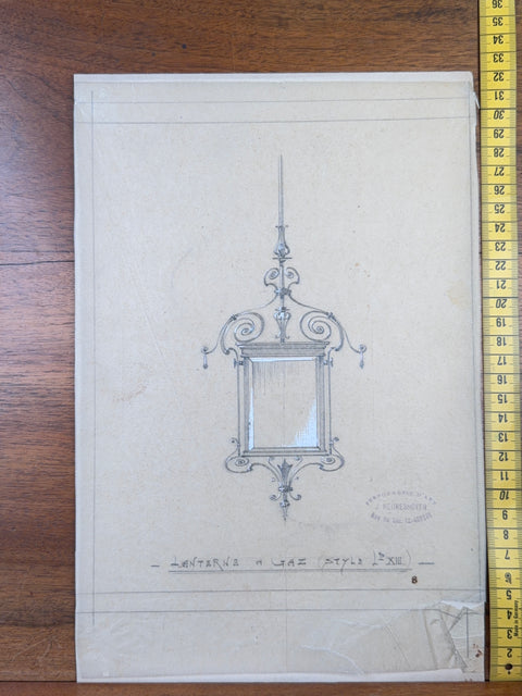 art nouveau drawings for wrought iron lamps