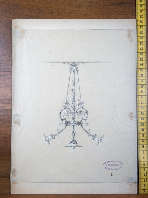 art nouveau drawings for wrought iron lamps