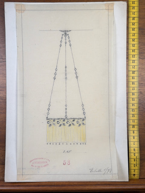 art nouveau drawings for wrought iron lamps