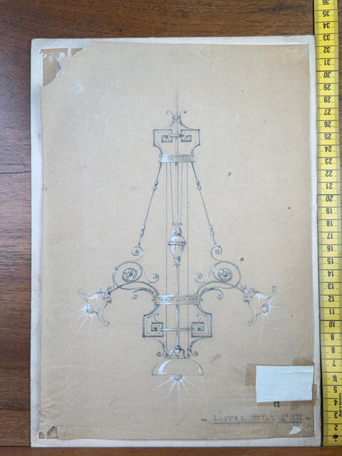 art nouveau drawings for wrought iron lamps