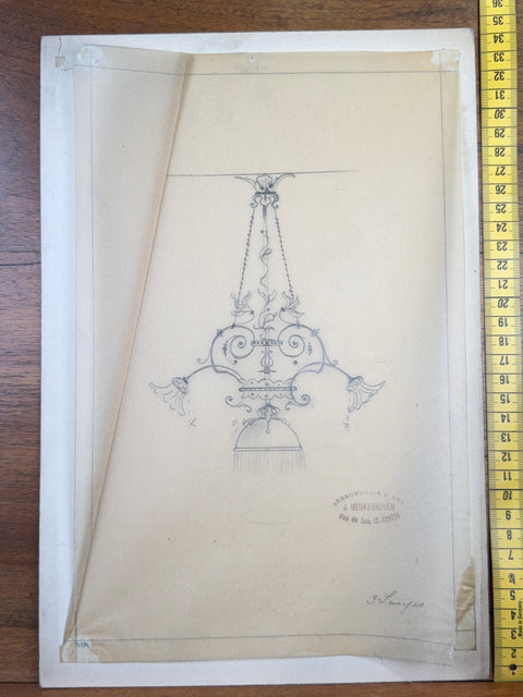art nouveau drawings for wrought iron lamps