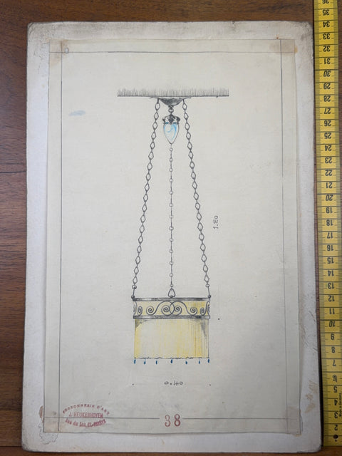 art nouveau drawings for wrought iron lamps