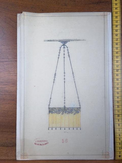 art nouveau drawings for wrought iron lamps