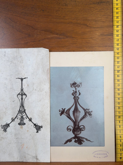 art nouveau drawings for wrought iron lamps