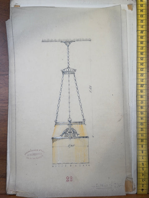 art nouveau drawings for wrought iron lamps
