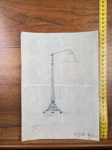 art nouveau drawings for wrought iron lamps
