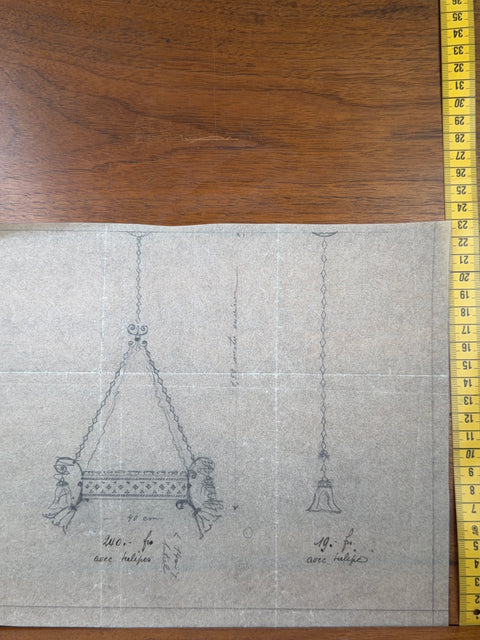 art nouveau drawings for wrought iron lamps