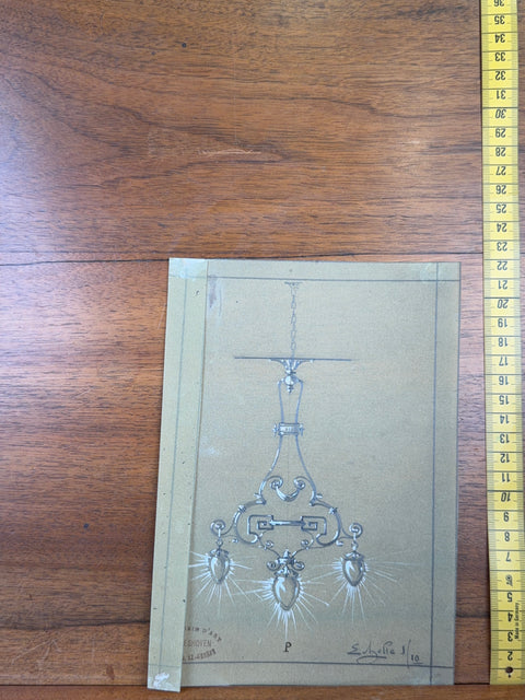 art nouveau drawings for wrought iron lamps