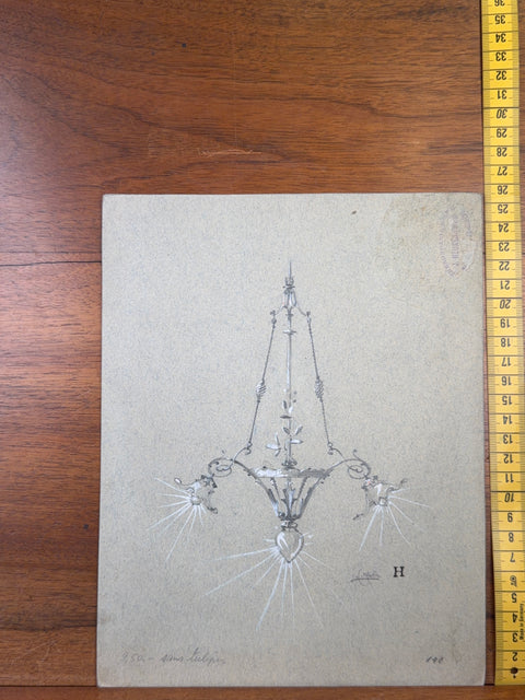 art nouveau drawings for wrought iron lamps