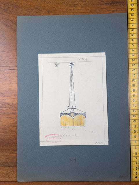 art nouveau drawings for wrought iron lamps