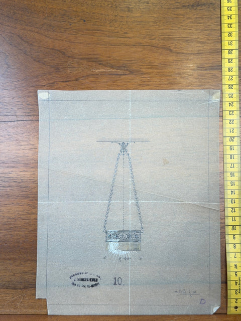 art nouveau drawings for wrought iron lamps