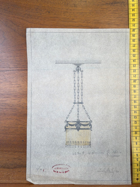 art nouveau drawings for wrought iron lamps