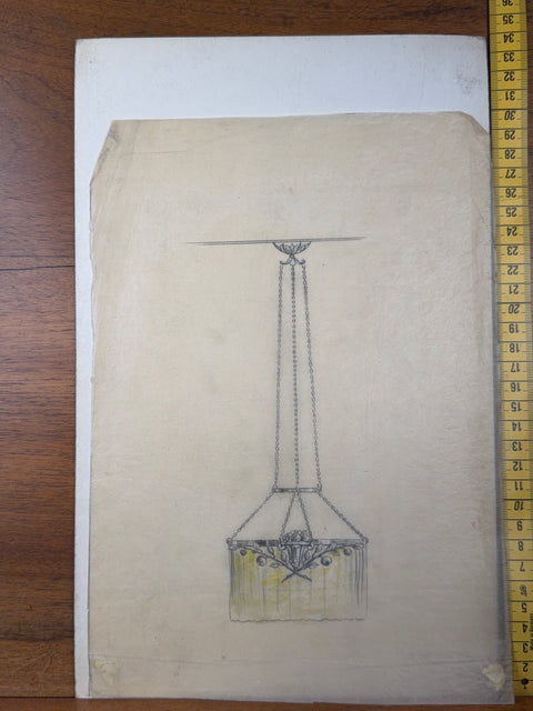 art nouveau drawings for wrought iron lamps