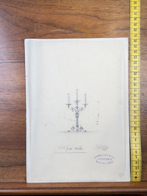 art nouveau drawings for wrought iron lamps