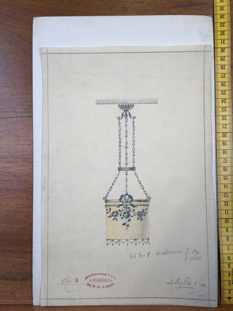 art nouveau drawings for wrought iron lamps