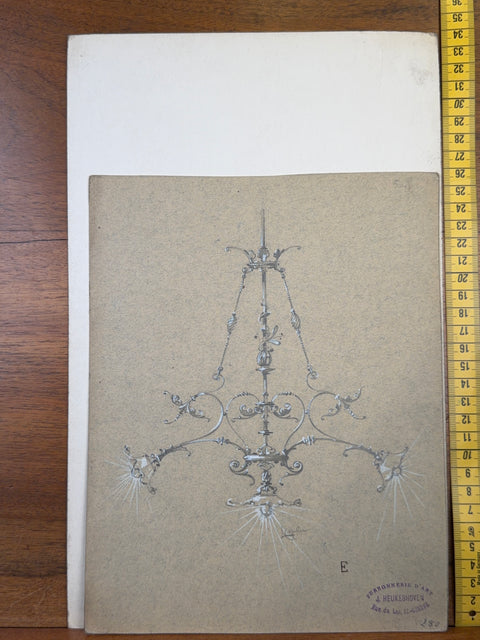 art nouveau drawings for wrought iron lamps