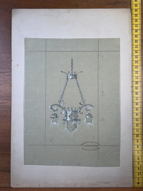 art nouveau drawings for wrought iron lamps