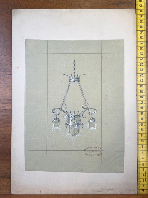 art nouveau drawings for wrought iron lamps
