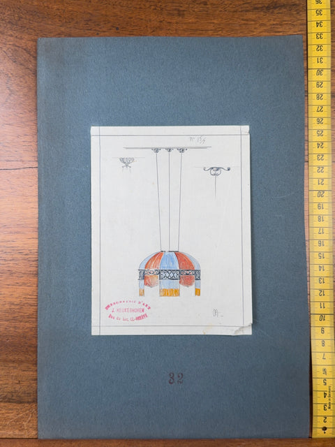 art nouveau drawings for wrought iron lamps