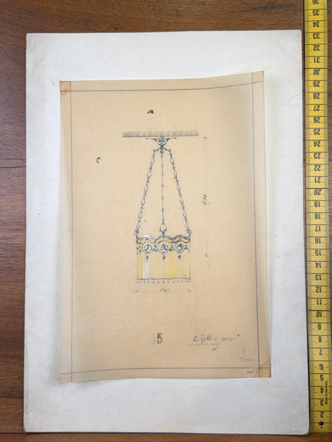 art nouveau drawings for wrought iron lamps
