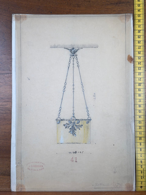 art nouveau drawings for wrought iron lamps
