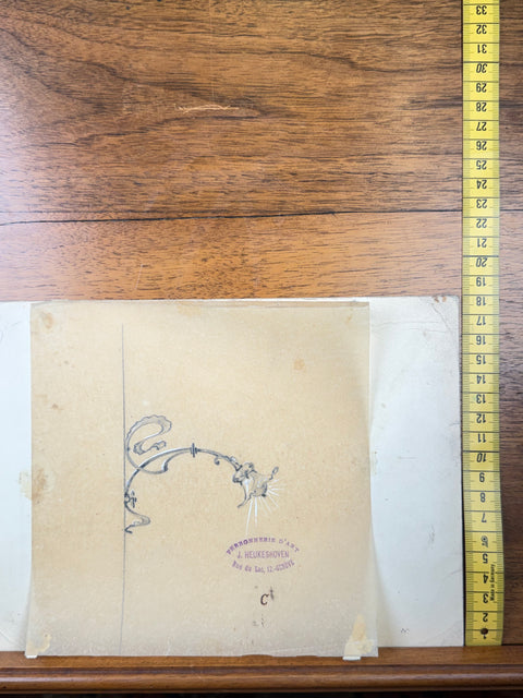 art nouveau drawings for wrought iron lamps