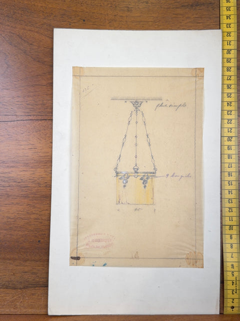 art nouveau drawings for wrought iron lamps