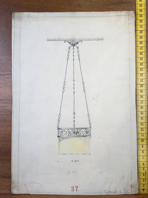 art nouveau drawings for wrought iron lamps