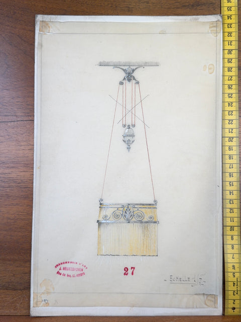 art nouveau drawings for wrought iron lamps