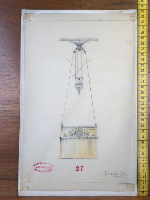 art nouveau drawings for wrought iron lamps