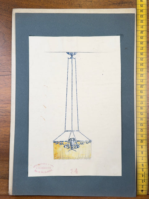 art nouveau drawings for wrought iron lamps