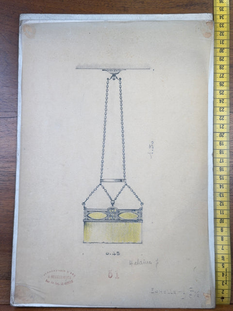 art nouveau drawings for wrought iron lamps
