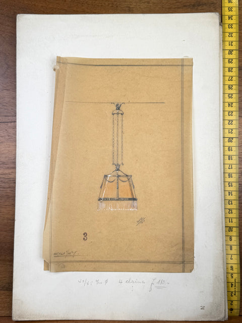 art nouveau drawings for wrought iron lamps
