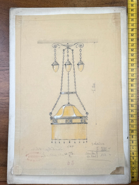 art nouveau drawings for wrought iron lamps