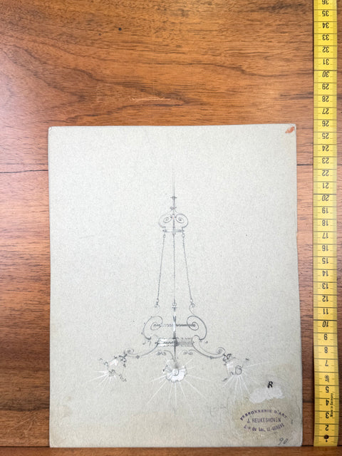 art nouveau drawings for wrought iron lamps