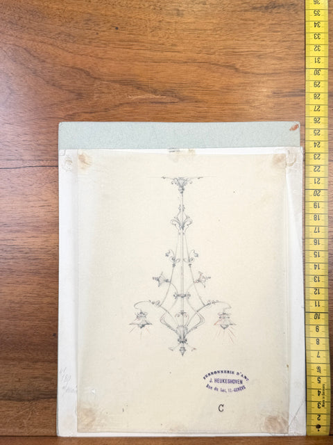 art nouveau drawings for wrought iron lamps