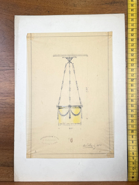 art nouveau drawings for wrought iron lamps
