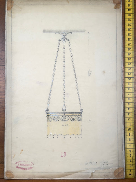 art nouveau drawings for wrought iron lamps