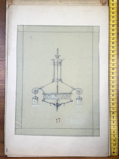 art nouveau drawings for wrought iron lamps