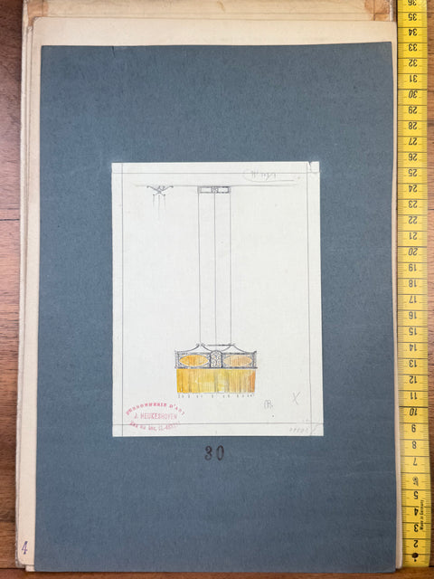 art nouveau drawings for wrought iron lamps