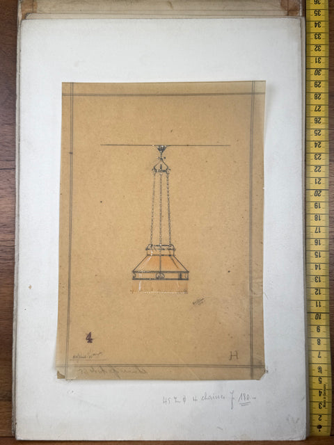 art nouveau drawings for wrought iron lamps