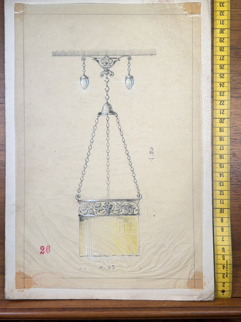 art nouveau drawings for wrought iron lamps