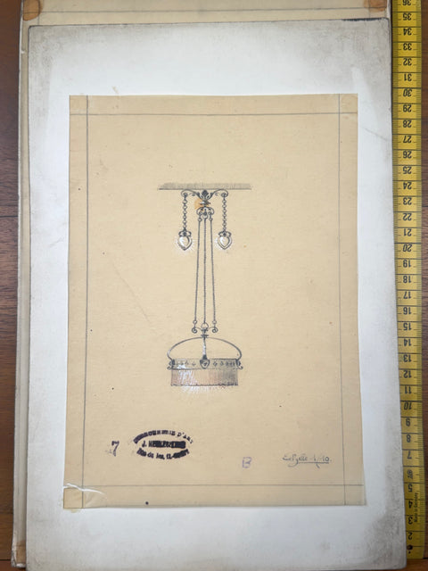 art nouveau drawings for wrought iron lamps
