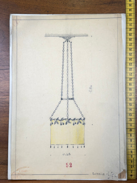 art nouveau drawings for wrought iron lamps