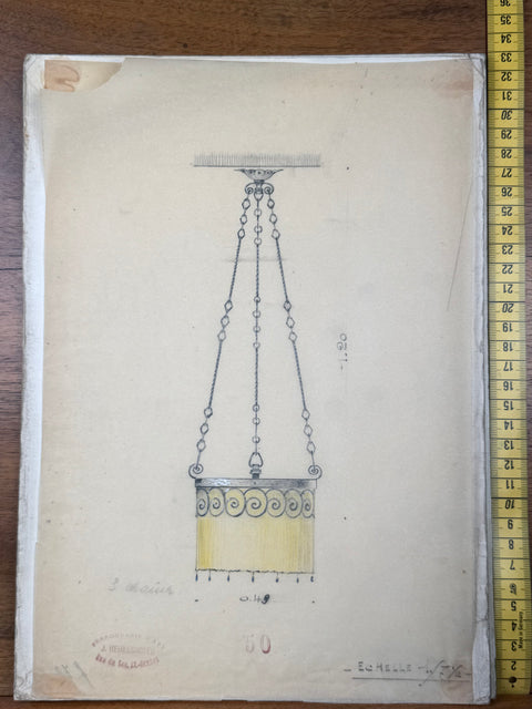 art nouveau drawings for wrought iron lamps