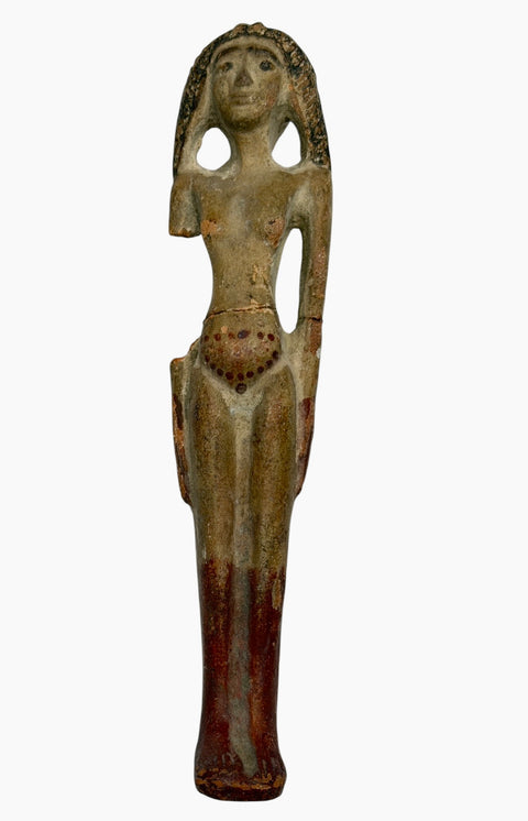 AN EGYPTIAN TERRACOTTA FEMALE FIGURE