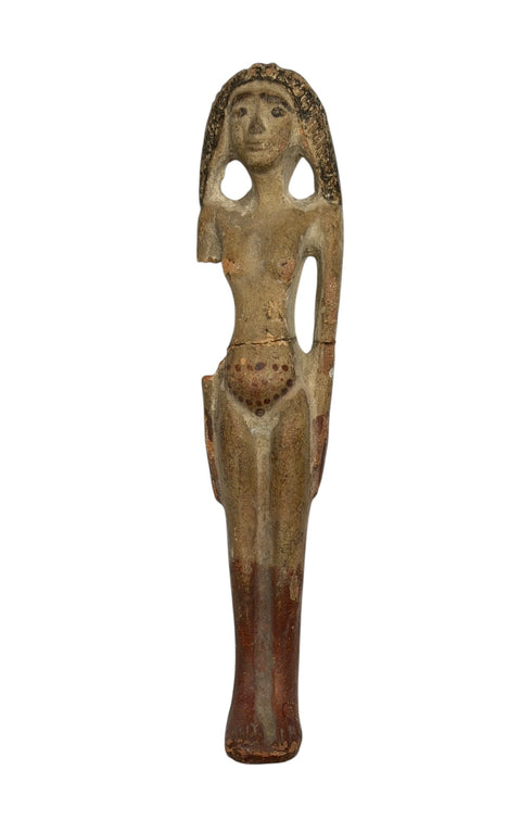 AN EGYPTIAN TERRACOTTA FEMALE FIGURE