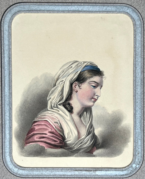19th Century Watercolor portrait of an actress as Artemisia
