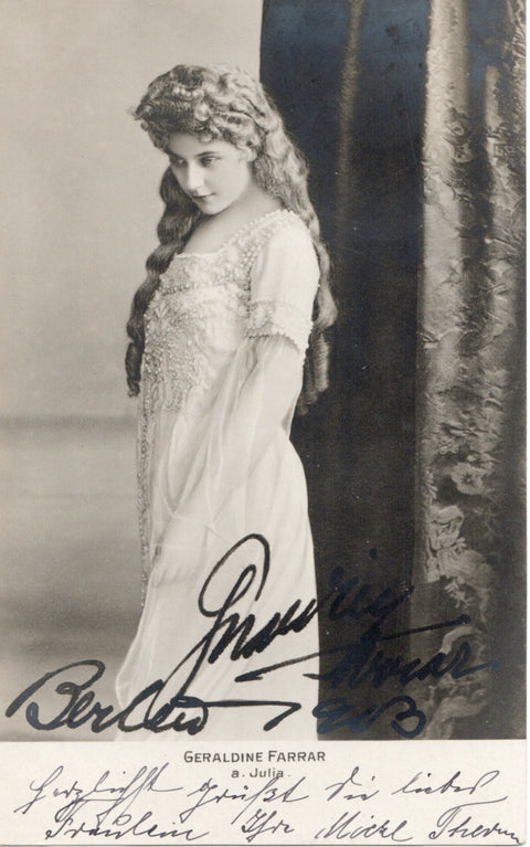 FARRAR, Geraldine Opera singer Autographed photo postcard