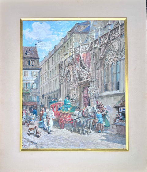 GRISON, FRANCOIS ADOLPHE, Street scene Strasbourg